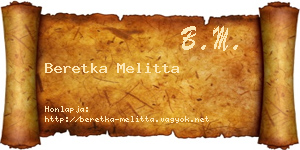 Beretka Melitta névjegykártya